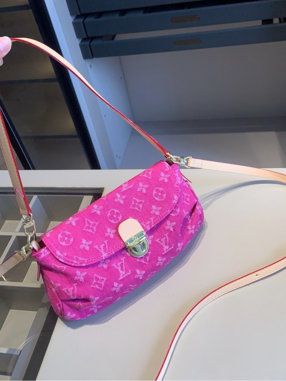 Pink monogram Shoulder Bag/crossbody with Gold Hardware